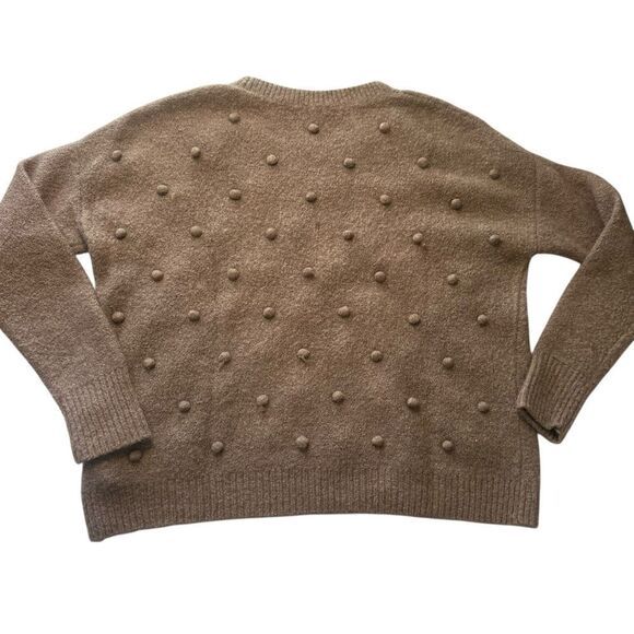 Madewell Alpaca Merino Wool Raised Dot Bobble Pom Pom taupe Sweater xxs - Picture 3 of 4